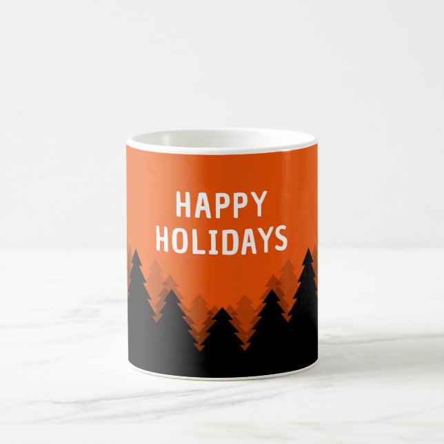 Café Caneca de Férias Felizes com floresta vermelha e á (Centro)