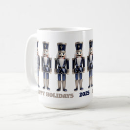Café Caneca de Férias Felizes Nozes Azuis e Prateados