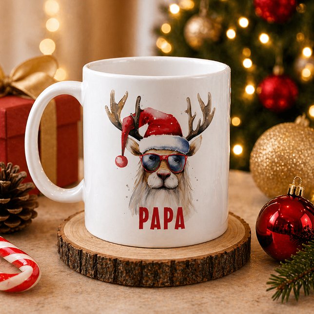 Café Caneca de Férias Personalizada com Rena Legal (Personalized Christmas Mug)