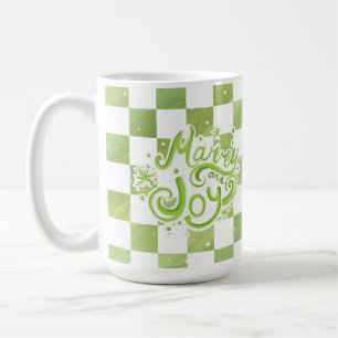 Café Caneca de Férias Xadrez Verde Merry and Joy
