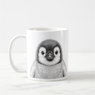 Café Caneca de Filhote de Pinguim Imperador Arte de Tin