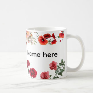 Café Caneca de Flor com Nome Personalizado