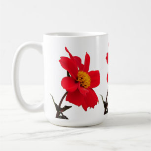 Café Caneca de Flor de Dália Vermelha