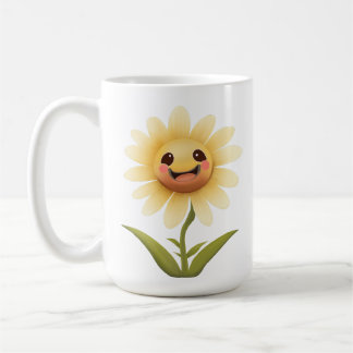 Café Caneca de Flor Feliz e Bonita