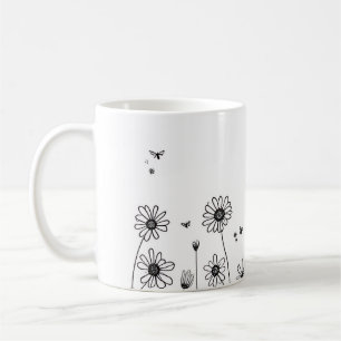 Café Caneca de Flor Fofa – Desenho de Flor Silvestre Pr