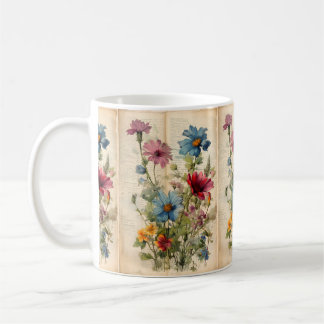 Café Caneca de flor selvagem púrpura e azul