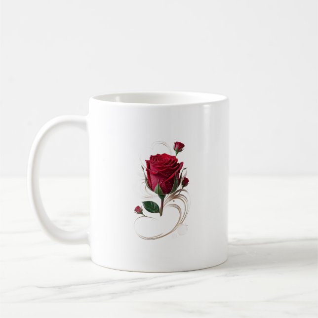 Café Caneca de flores de rosa (Esquerda)