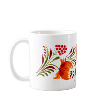Caneca de flores laranja-brancas
