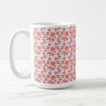 Caneca de Flores Rosa Elegante Vintage