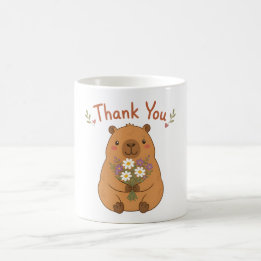 Café Caneca de Flores Selvagens de Capivara Fofa Obriga
