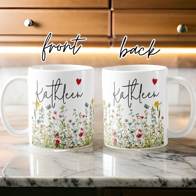 Café Caneca de Flores Silvestres Personalizada, Present (custom floral mug, mothers day gift mug, graduation gift for her, baby shower gift, bridesmaid gift)