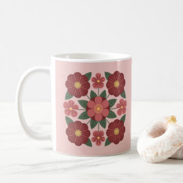 Café Caneca de Flores Vermelhas Roxas Rosadas