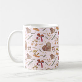 Café Caneca de Flores Vintage e Corações de Papel