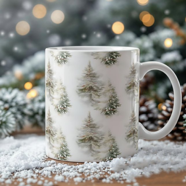 Café Caneca de Floresta de Pinheiro em Aquarela - Canec (Criador carregado)