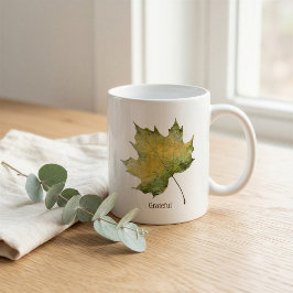 Café Caneca de Folha de Aquarela de Outono Grata Person