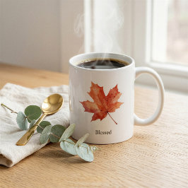 Café Caneca de Folha de Bordo em Aquarela do Outono Abe