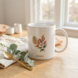 Café Caneca de Folha de Colheita de Aquarela Personaliz