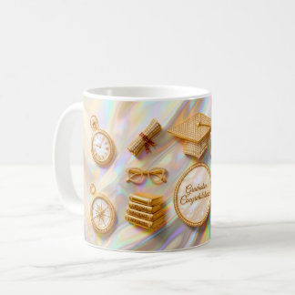 Café Caneca de Formatura de Luxo – Tampa de Ouro Elegan