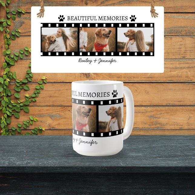 Café Caneca de Foto com Faixa de Filme de Mãe de Cachor (nostalgic film strip mug, dog lover gift, dog mom mug, dog dad mug, custom pet mug for dog mom & dad)