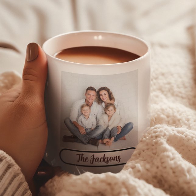 Café Caneca de Foto com Nome da Família – Presente para (Criador carregado)