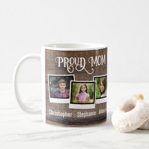 Café Caneca de Foto da Mamãe Orgulhosa Mamãe 3 Filhos D