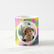 Caneca de foto de aniversário de 50 anos floral tr