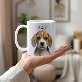 Café Caneca de Foto de Cachorro Azul Cinza Personalizad