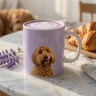 Café Caneca de Foto de Cachorro Lavanda Personalizada c
