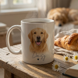 Café Caneca de Foto de Cachorro Personalizada com Nome