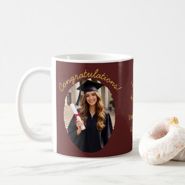 Café Caneca de Foto de Formatura Personalizada Parabéns (Com Donut)