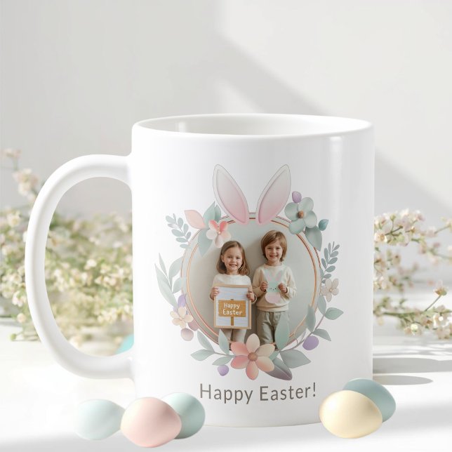 Café Caneca de Foto de Páscoa em Pastel Elegante | Mold (Criador carregado)