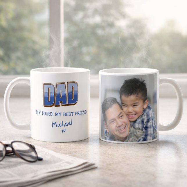 Café Caneca de Foto Herói Pai Melhor Amigo (Criador carregado)