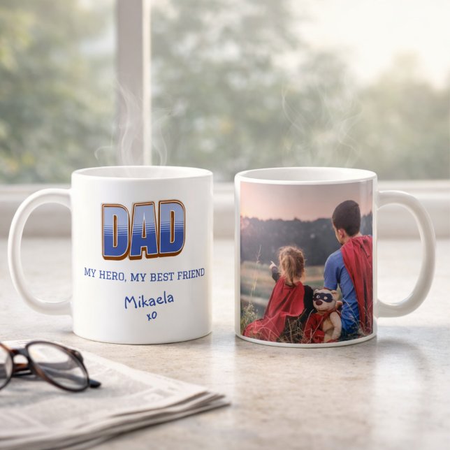 Café Caneca de Foto Herói Pai Melhor Amigo (Criador carregado)