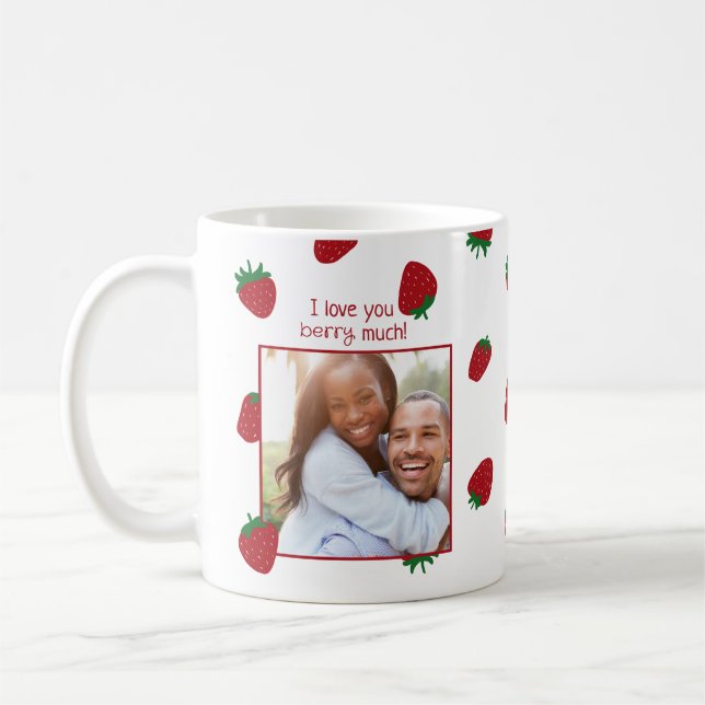 Café Caneca de Foto Morango Eu Te Amo Muito (Esquerda)