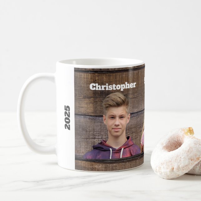 Café Caneca de Foto Personalizada 3 Rostos (Com Donut)