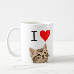 Café Caneca de Foto Personalizada Eu Amo Gatos