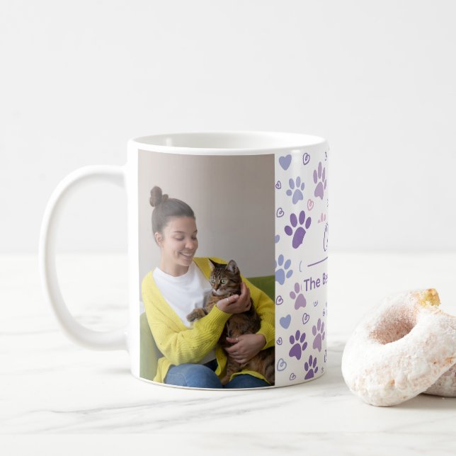 Café Caneca de Foto Personalizada Melhor Mãe de Gato  (Com Donut)