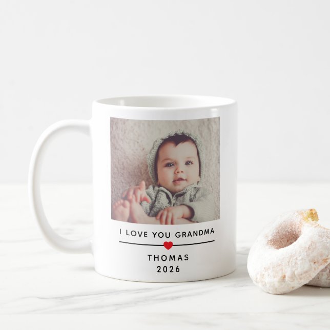 Café Caneca de Foto Personalizada para Avó com Nome da  (Com Donut)