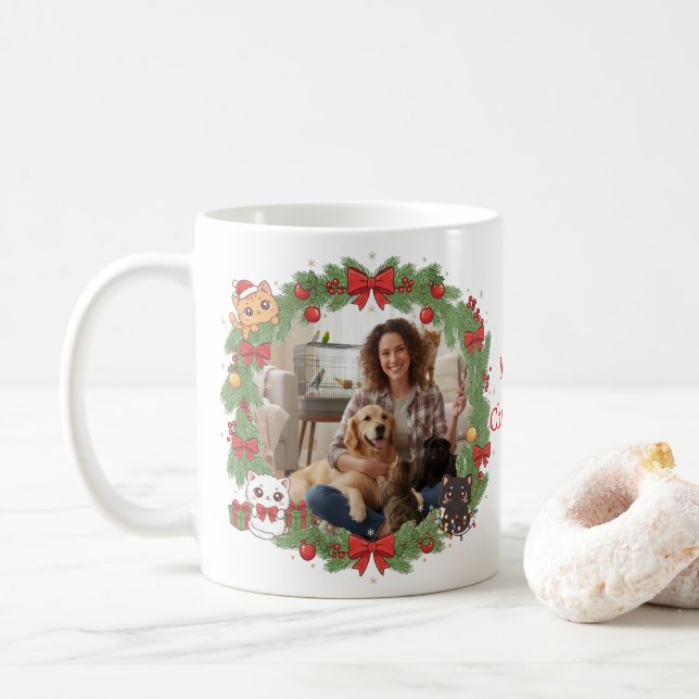 Café Caneca de Foto Personalizada Presente de Natal Par (Com Donut)