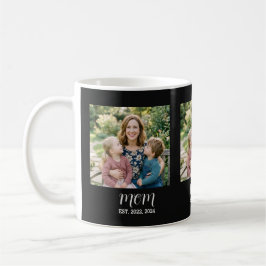 Café Caneca de Foto Preta com Rótulo de Mãe Estabelecid