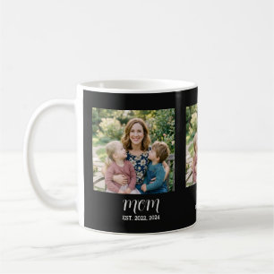 Café Caneca de Foto Preta com Rótulo de Mãe Estabelecid