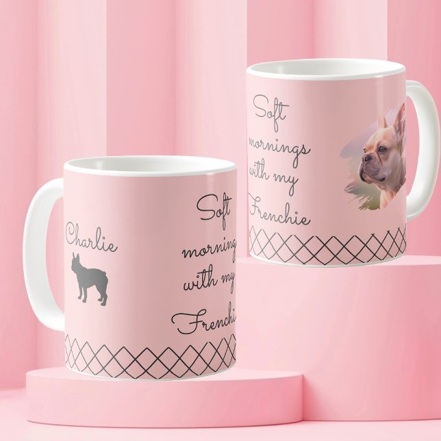 Café Caneca de Foto Rosa Pastel Personalizada do Bulldo (Criador carregado)