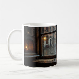 Café Caneca de Fuga da Janela Chuvosa da Cervejaria Bel