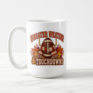 Café Caneca de Futebol de Outono Suéter e Touchdowns