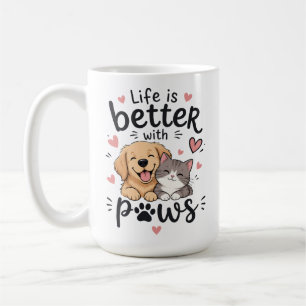 Café Caneca de Gato e Cachorro de Desenho Animado Fofo