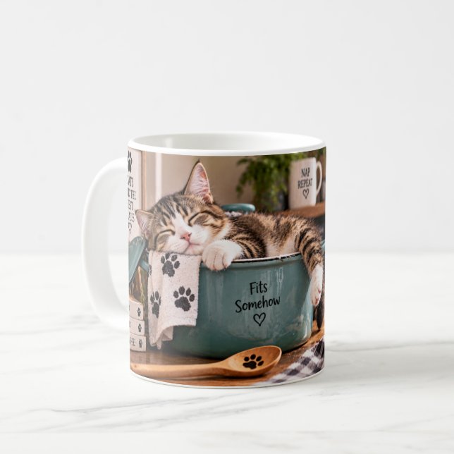 Café Caneca de Gato Engraçado Eu Vim Eu Vi Eu Cocei (Frente Esquerda)