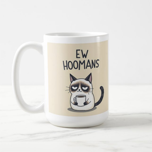 Café Caneca de Gato Engraçado 'Ew Hoomans' (Esquerda)