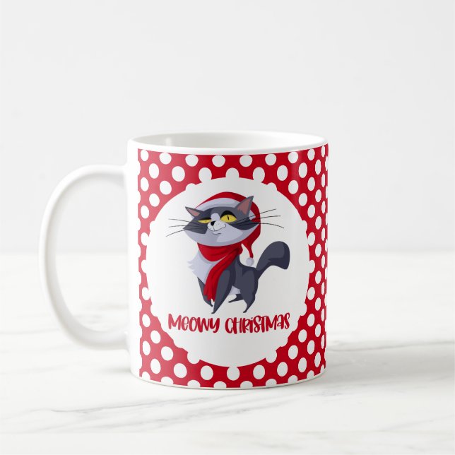 Café Caneca de Gato Feliz Natal Meow (Esquerda)