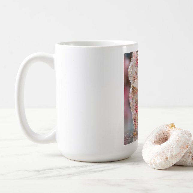 Café caneca de gato fofo branco (Com Donut)