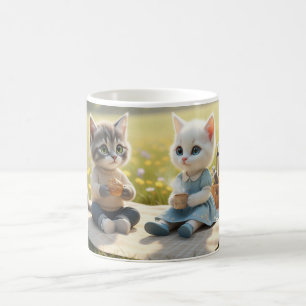Café Caneca de Gato Fofo Piquenique de Primavera de T